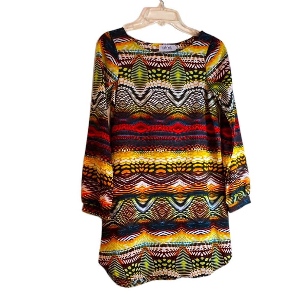 Fab Rik White Collection Colorful Patterned Tunic, Size XS
